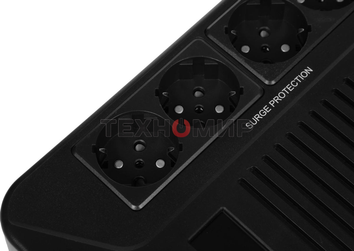 Источник бесперебойного питания SMARTWATT UPS SAFE PRO LCD 1000 черный 1000/600 ВА/Вт, напольный/настенный, линейно-интерактивный, LCD дисплей, Shuko CEE7/4 - 8 шт. (4 шт. с резервным питанием, 4 шт. - сетевой фильтр)