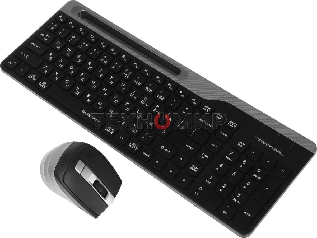 Комплект клавиатура+мышь A4Tech FStyler FB2535C беспроводной, USB + Bluetooth, 2000 DPI, черный