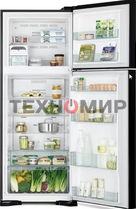 Холодильник Hitachi HRTN7489DFBBKCS черный инвертер двухкамерный 333/117л морозилка сверху, No Frost