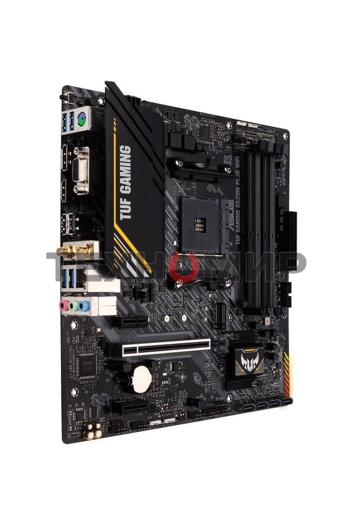 Материнская плата ASUS TUF GAMING A520M-PLUS WIFI, AM4, AMD A520, 4xDDR4, 4xSATA, 1xM.2, 1xPCIe 3.0 x16, 2xPCIe x1, 1xVGA, 1xHDMI, 1xDP, 1x 1Gb LAN, 2xUSB-A 3.2 Gen 1, 2xUSB-A 2.0, 3x3.5 мм, 7.1, mATX