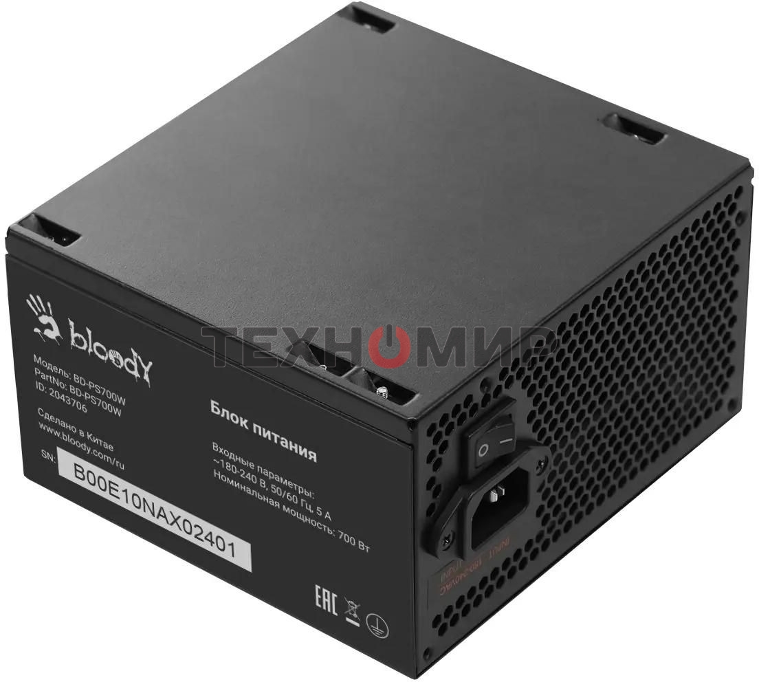 Блок питания Bloody BD-PS700W, 700Вт, 80 PLUS WHITE, 120мм, черный