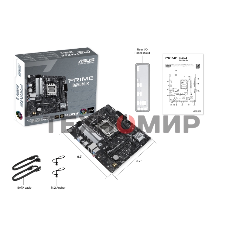 Материнская плата ASUS PRIME B650M-R, Socket AM5, AMD B650, 2xDDR5, 4xSATA, 2xM.2, 1xPCIe 4.0 x16, 1xPCIe x1, 1xHDMI, 1x 2.5Gb LAN, 2xUSB-A 3.2 Gen 1, 4xUSB-A 2.0, 3x3.5 мм, 7.1, mATX