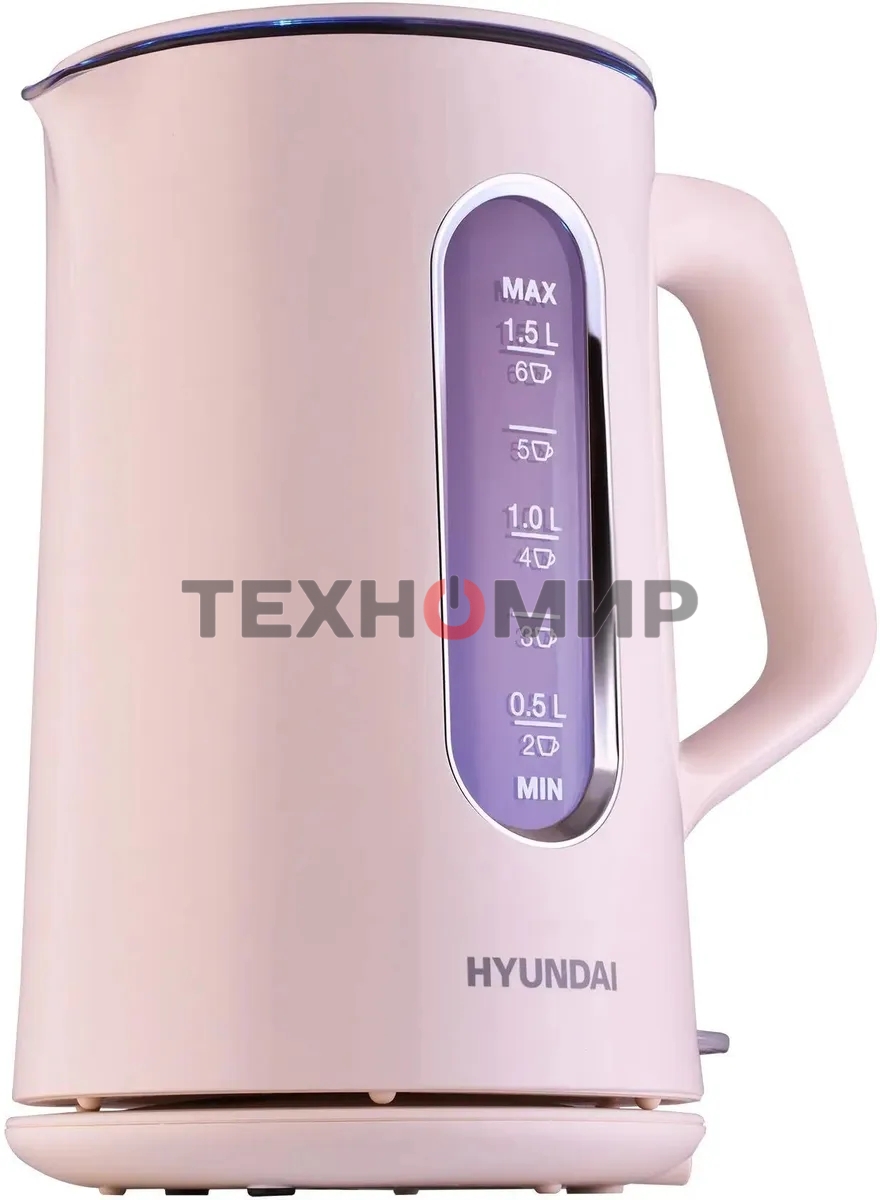 Чайник электрический Hyundai HYK-G8888 1.5 л, 1700 Вт, кремовый/прозрачный корпус: стекло