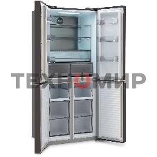 Холодильник Hyundai CM45043F черная сталь трехкамерный 405/270л морозилка снизу No Frost, Side by Side