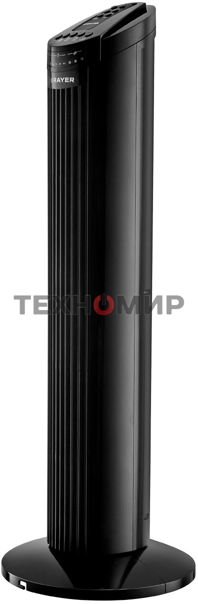 Колонный вентилятор BRAYER BR4958BK, механ.упр.,пульт ДУ,вращение90°,мощ-ть50Вт,защита от перегрева