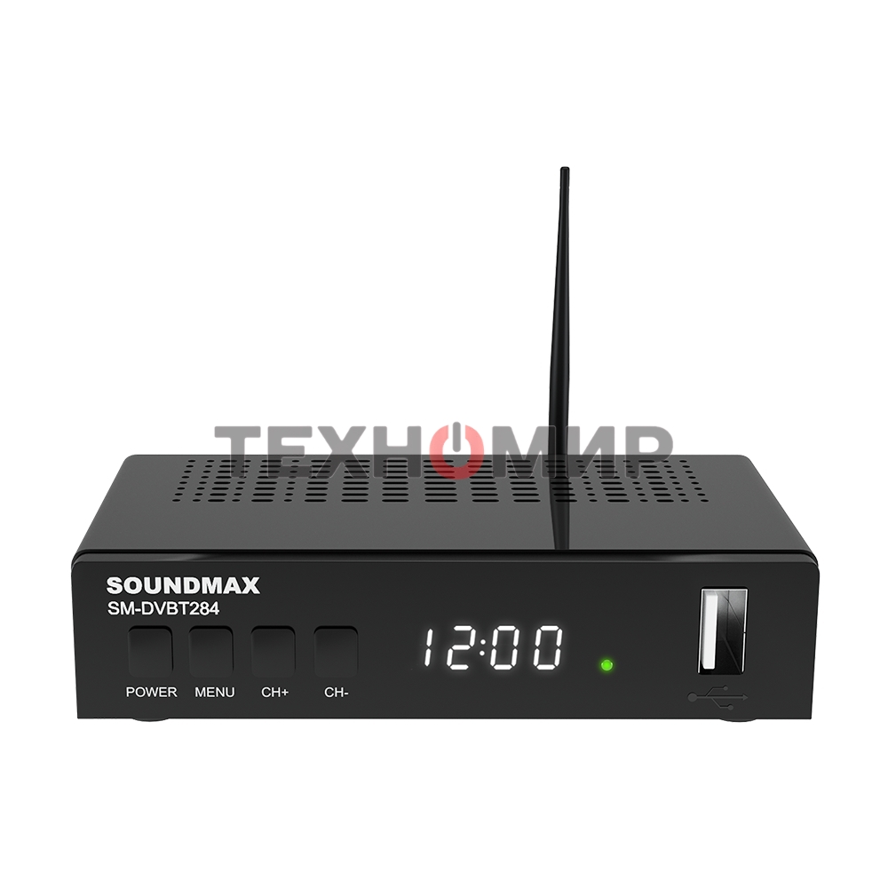 Приставка для цифрового ТВ SoundMax SM-DVBT284 черный, DVB-T2, DVB-T, DVB-C, HDMI, USB 2.0 х2