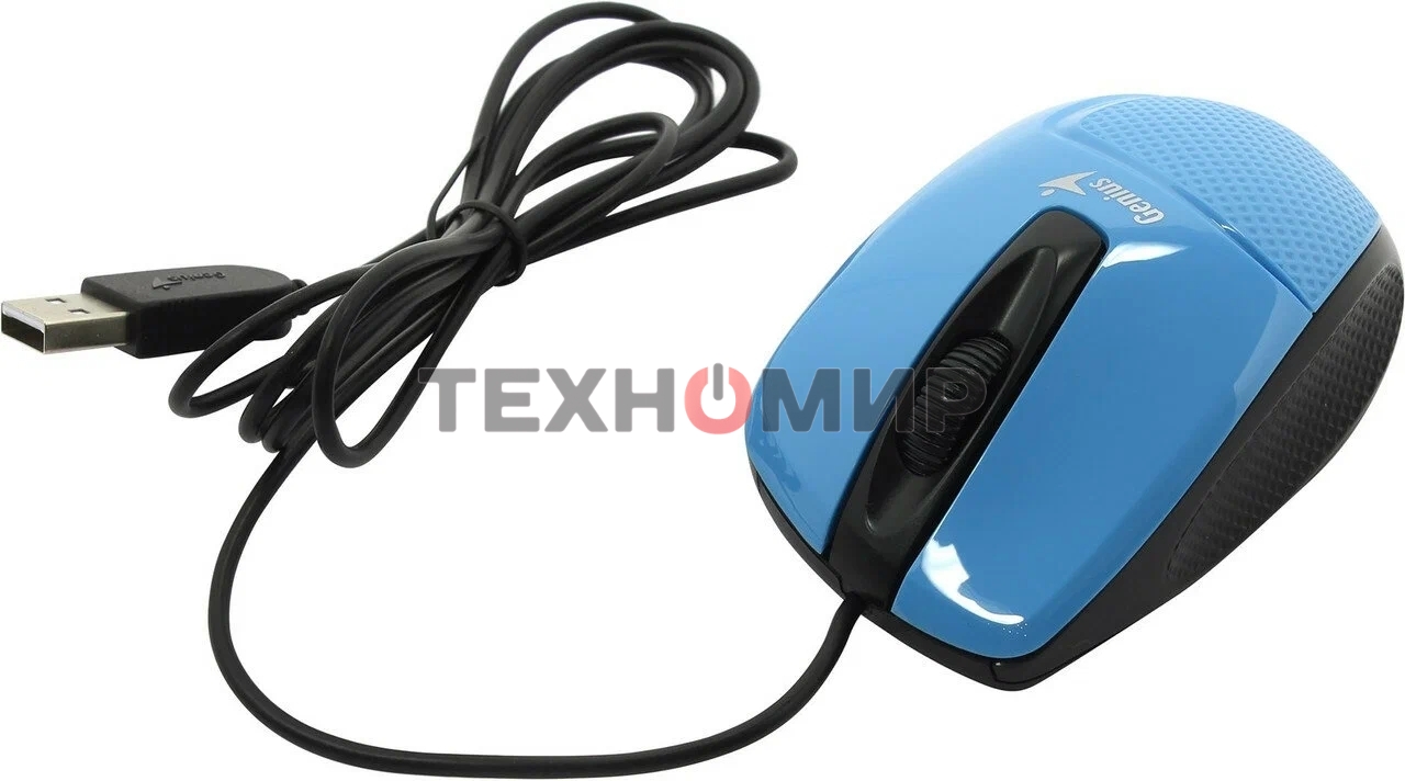 Мышь проводная Genius DX-Mini голубой, 1000 dpi, USB, кнопки - 3