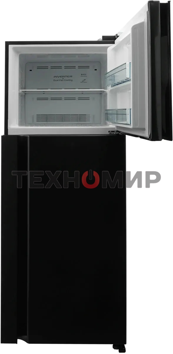 Холодильник Hitachi HRTN7489DFBBKCS черный инвертер двухкамерный 333/117л морозилка сверху, No Frost