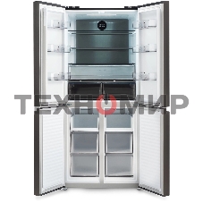 Холодильник Hyundai CM45043F черная сталь трехкамерный 405/270л морозилка снизу No Frost, Side by Side