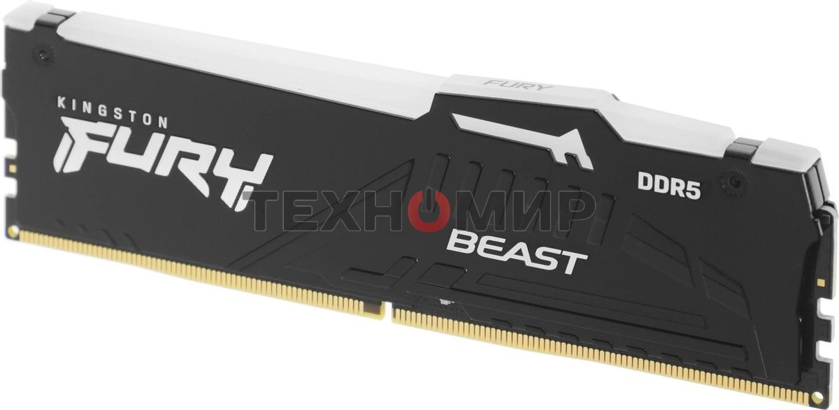 Оперативная память Kingston Fury Beast, DDR5, 32Gb (2x16 Gb), 6400 MHz, CL32, радиатор, RGB, черный