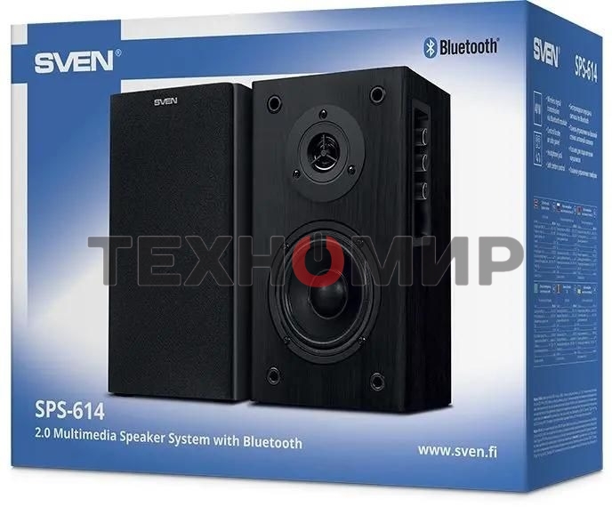 Акустическая система Sven SPS-614 2.0 (2x20W, Bluetooth, дерево, black)