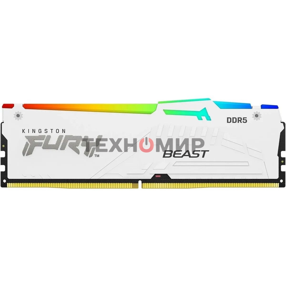 Оперативная память Kingston Fury Beast, DDR5, 16Gb (1x16Gb), 6400MHz, CL32, DIMM, с радиатором, RGb, белый