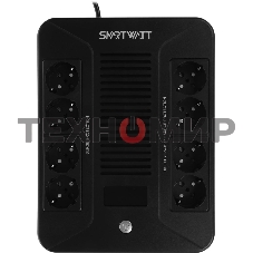 Источник бесперебойного питания SMARTWATT UPS SAFE PRO LCD 1000 черный 1000/600 ВА/Вт, напольный/настенный, линейно-интерактивный, LCD дисплей, Shuko CEE7/4 - 8 шт. (4 шт. с резервным питанием, 4 шт. - сетевой фильтр)