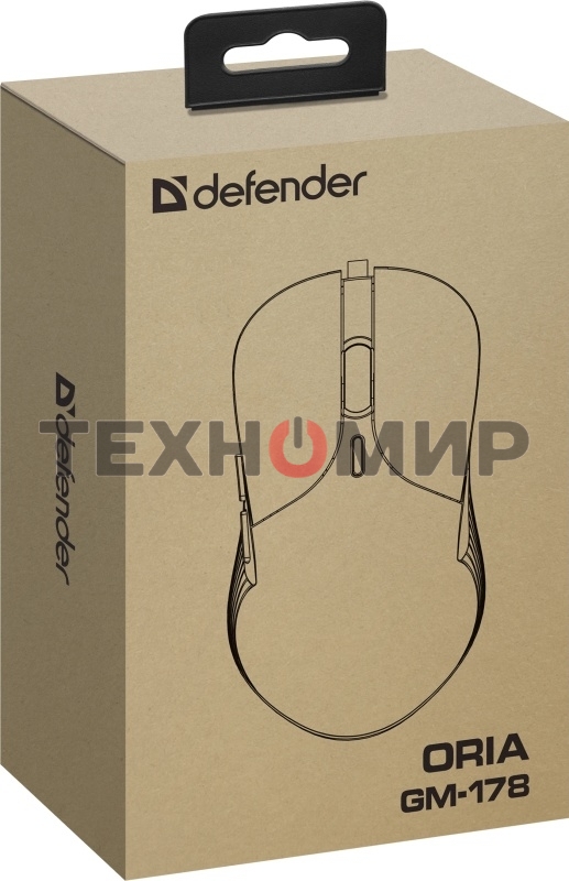 Мышь проводная Defender Oria GM-178 черный, 3600 dpi, USB, кнопки - 6