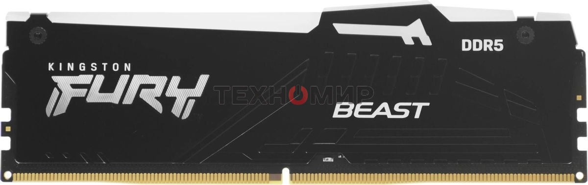 Оперативная память Kingston Fury Beast, DDR5, 32Gb (2x16 Gb), 6400 MHz, CL32, радиатор, RGB, черный