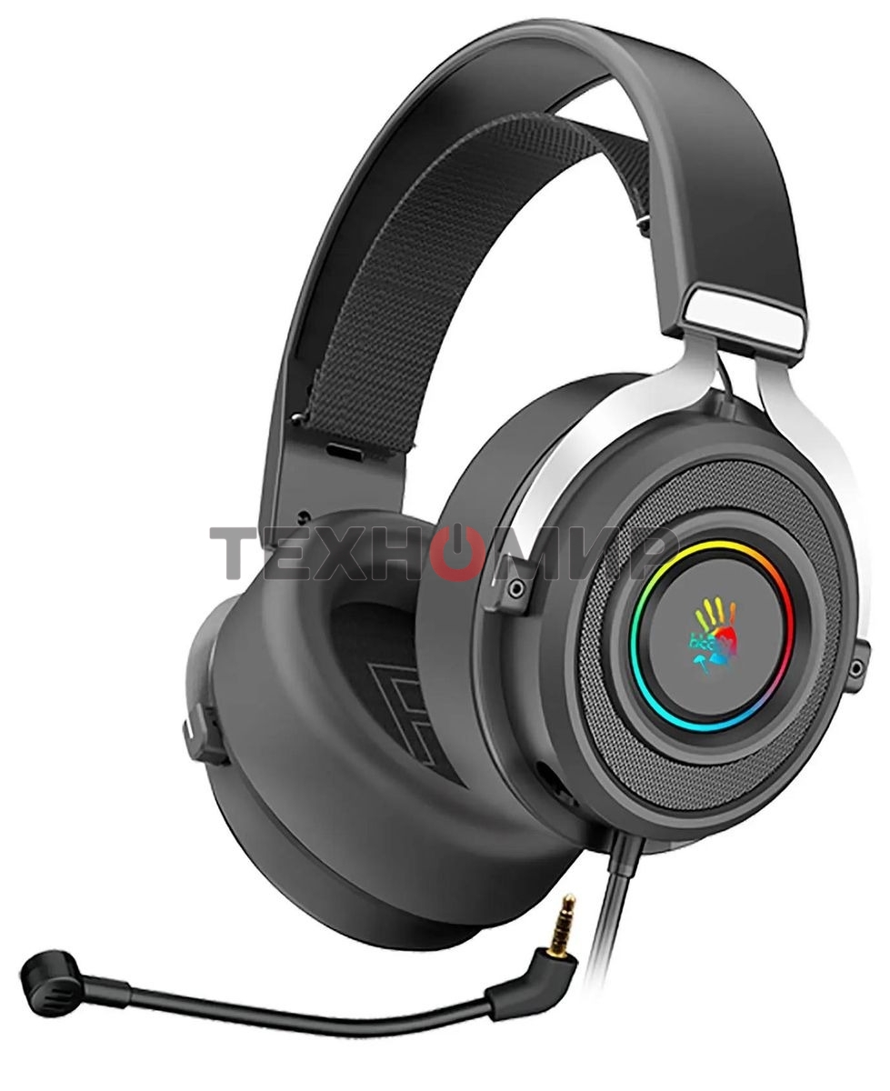 Гарнитура проводная с микрофоном A4Tech Bloody G535P черный/серебристый 2м мониторные оголовье (G535P 4PIN+USB/BLACK+SILVER)