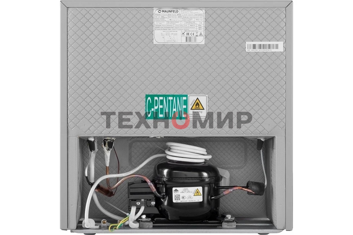 Холодильник Maunfeld MFF50SL серебристый матовый однокамерный 46л, De Frost