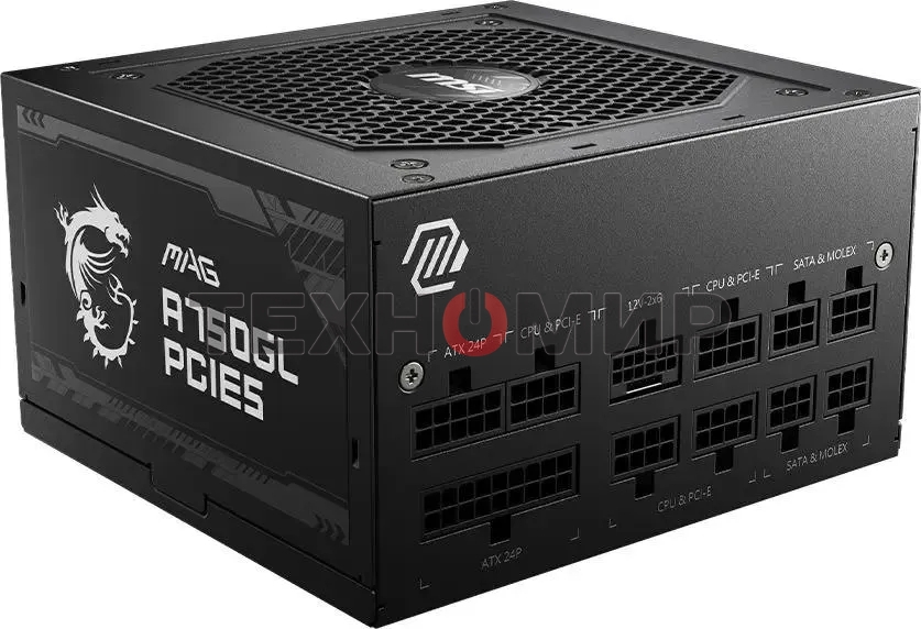 Блок питания MSI ATX 750W MAG A750GL PCIE5 Gen.5 80 PLUS gold (20+4pin) APFC 120мм fan 8xSATA Cab Manag RTL