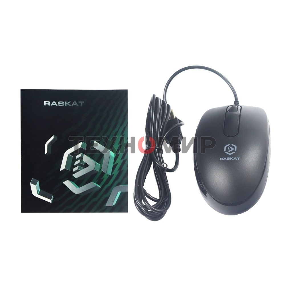 Мышь проводная Raskat M015 черный, 1000 dpi, USB, кнопки - 3