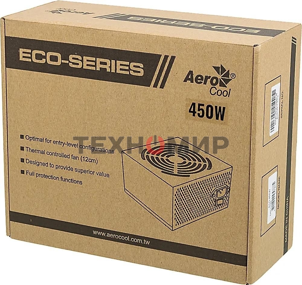Блок питания Aerocool/Formula ECO-450W, 450Вт, 120мм, серебро