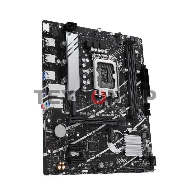 Материнская плата ASUS PRIME B760M-R D4, LGA 1700, Intel B760, 2xDDR4, 4xSATA, 2xM.2, 1xPCIe 4.0 x16, 1xPCIe x1, 1xHDMI, 1x 2.5Gb LAN, 4xUSB-A 2.0, 4xUSB-A 3.2 Gen 1, 3x3.5 мм, 7.1, mATX