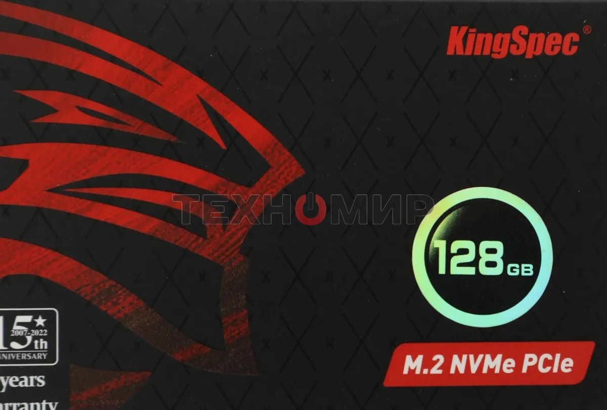 Накопитель SSD KingSpec NE-128, 128Gb, PCIe 3.0 x4, M.2 2280, R/W 1800/600