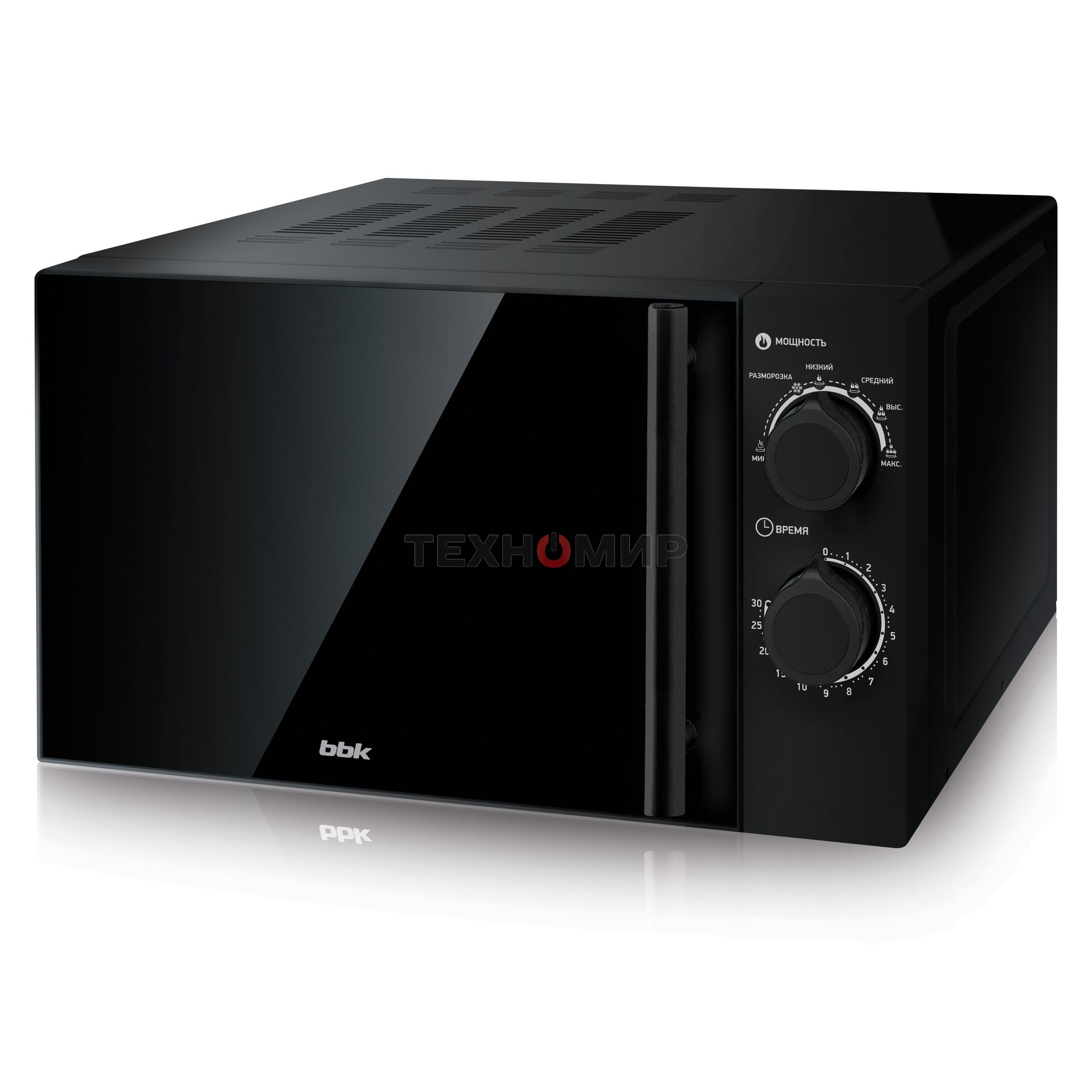 Микроволновая печь BBK 20MWS-773M/B-M черный, 20 л, 700 Вт, переключатели - поворотный механизм