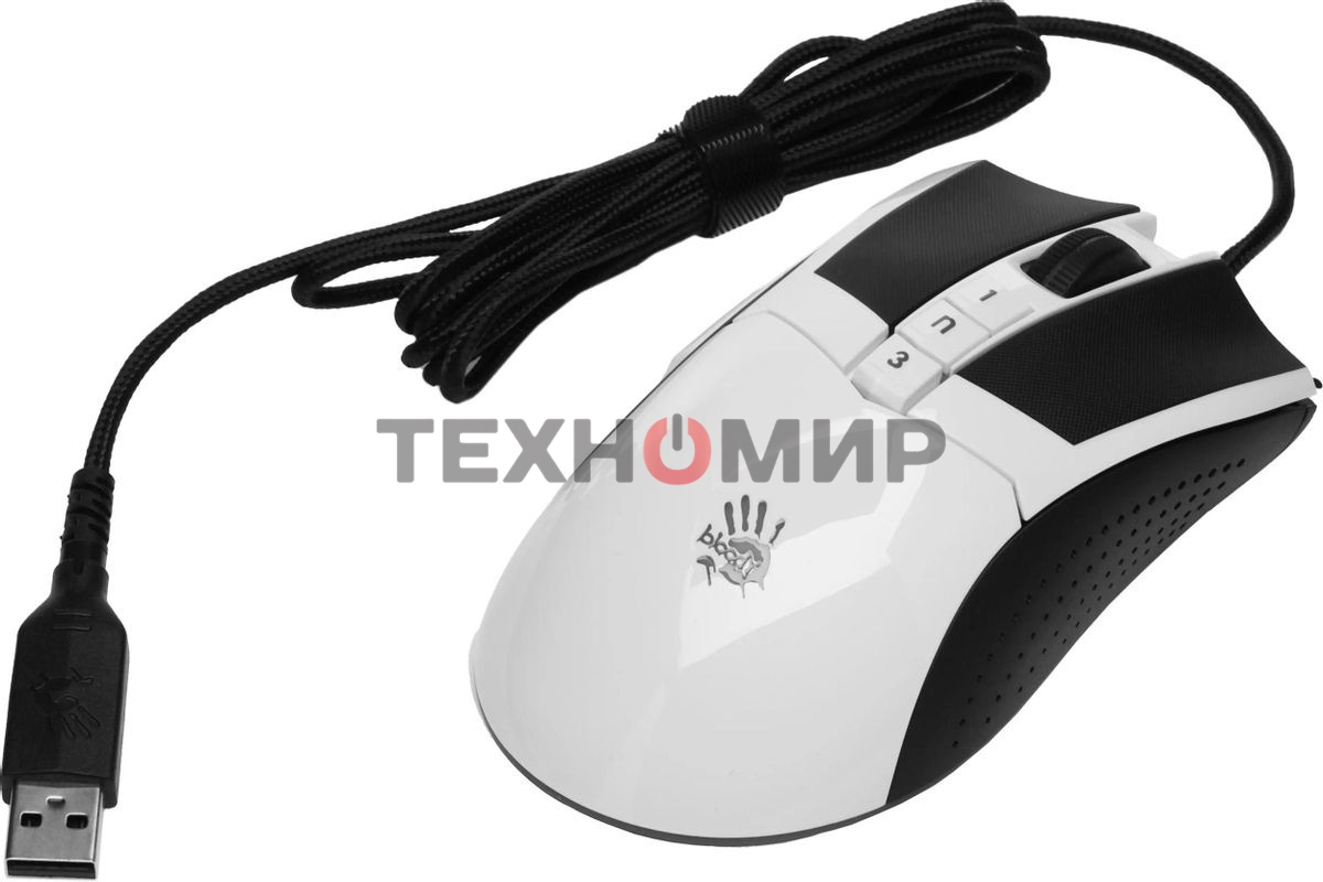 Мышь проводная A4Tech Bloody W90 Max белый/черный, 10000 dpi, USB, кнопки - 10