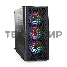Компьютерный корпус Miditower ExeGate EVO-9202-EVO800 (ATX, БП EVO800RGb с вент. 12 см, с окном, 1*USB+1*USB 3.0, аудио, черный, 3 вент. 12см с RGb подсветкой)
