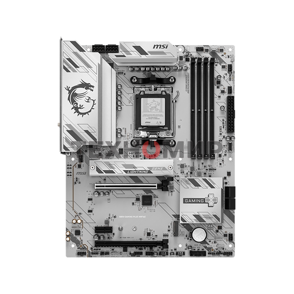 Материнская плата MSI B850 GAMING PLUS WIFI6E, AM5, AMD B850, 4xDDR5, 4xSATA, 2xM.2, 1xPCIe 4.0 x16, 1xPCIe 4.0 x4, 1xPCIe 3.0 x1, 1xDP, 1xHDMI, 1x2.5Gb LAN, Wi-Fi 6E, Bluetooth 5.3, 1xUSB-C 10Gbps, 3xUSB-A 10Gbps, 4xUSB-A 5Gbps, 2x3.5 мм, 7.1, ATX