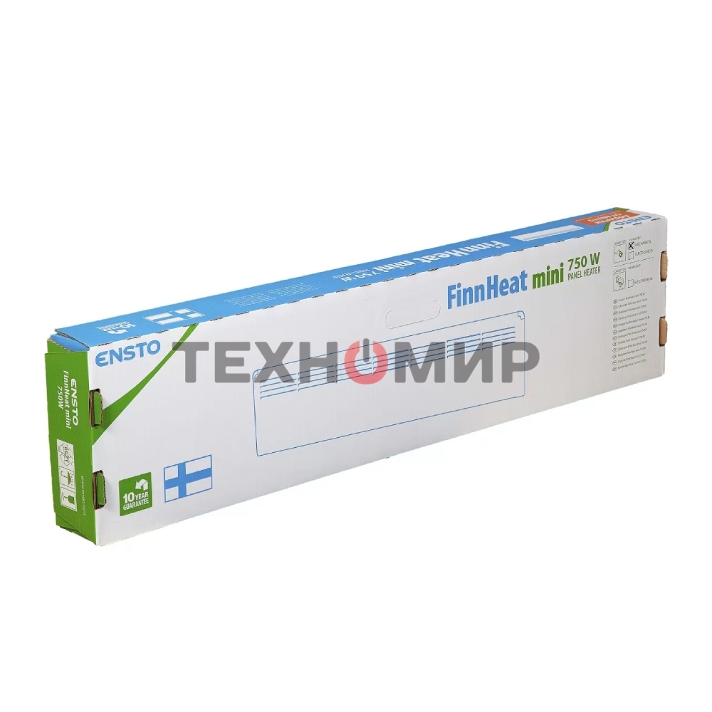 Конвектор электрический Ensto FinnHeat MINI EPHBMM07PR белый, 750 Вт, 12 м2, механический термостат