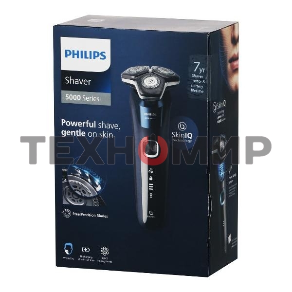 Электробритва роторная Philips S5885/10 реж.эл.:3 питан.:аккум. темно-синий