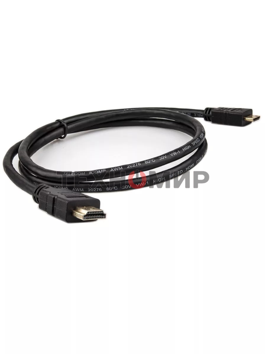 Кабель HDMI-19M --- MiniHDMI-19M ver 2.0+3D/Ethernet,1m Telecom