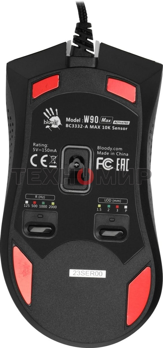 Мышь проводная A4Tech Bloody W90 Max белый/черный, 10000 dpi, USB, кнопки - 10