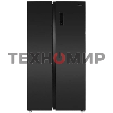 Холодильник Maunfeld MFF177NFSB черный глянц. двухкамерный 263/170л морозилка сбоку, No Frost, Side by Side