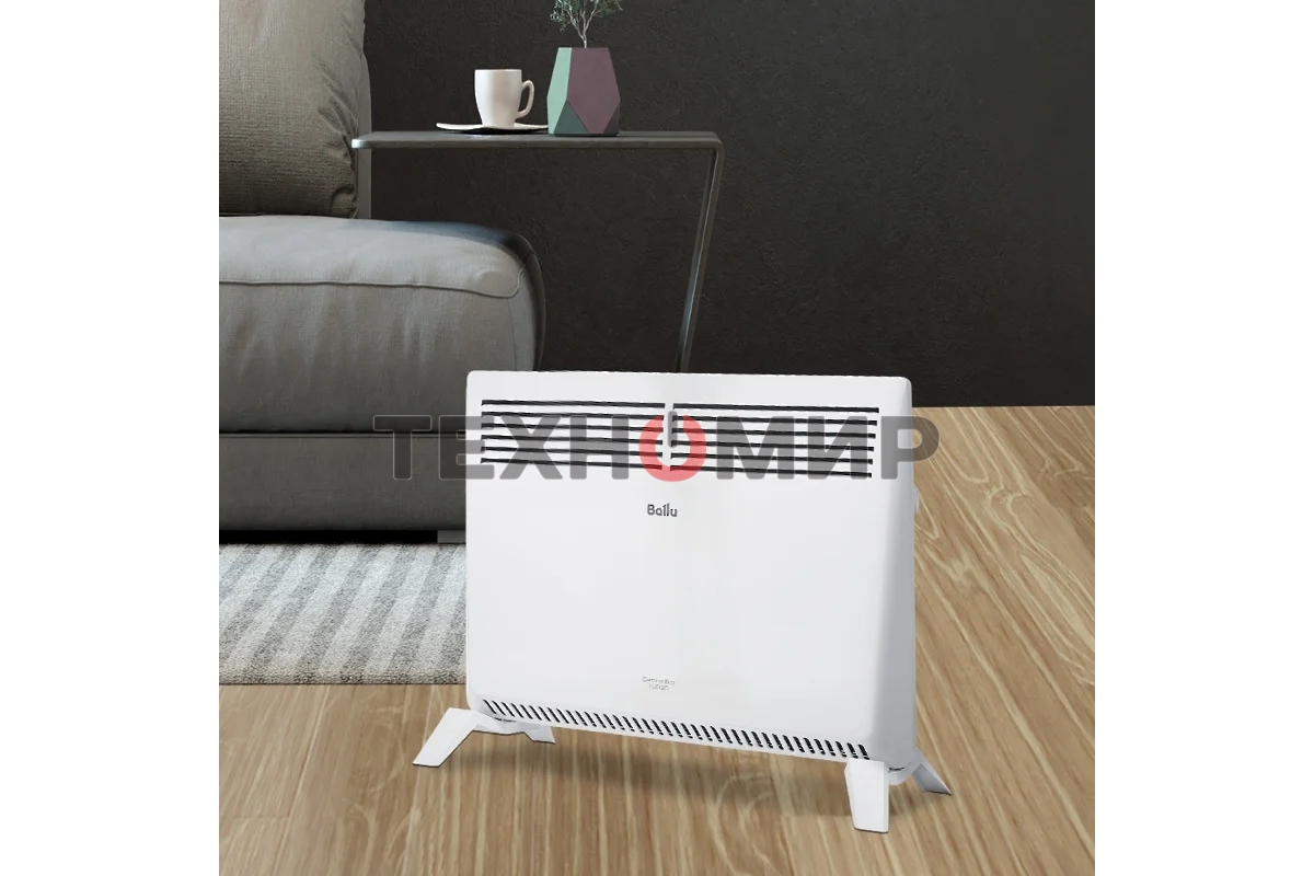 Конвектор электрический Ballu Camino Eco Turbo BEC/EMT-1000 белый, 1000 Вт, 15 м2, термостат