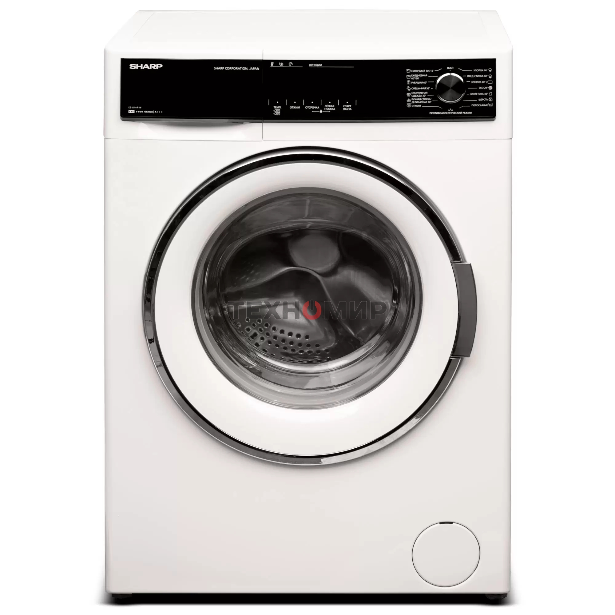 Стиральная машина Sharp ES814RW белый, загрузка фронтальная 8 кг, 1400 об/мин, класс: A+++