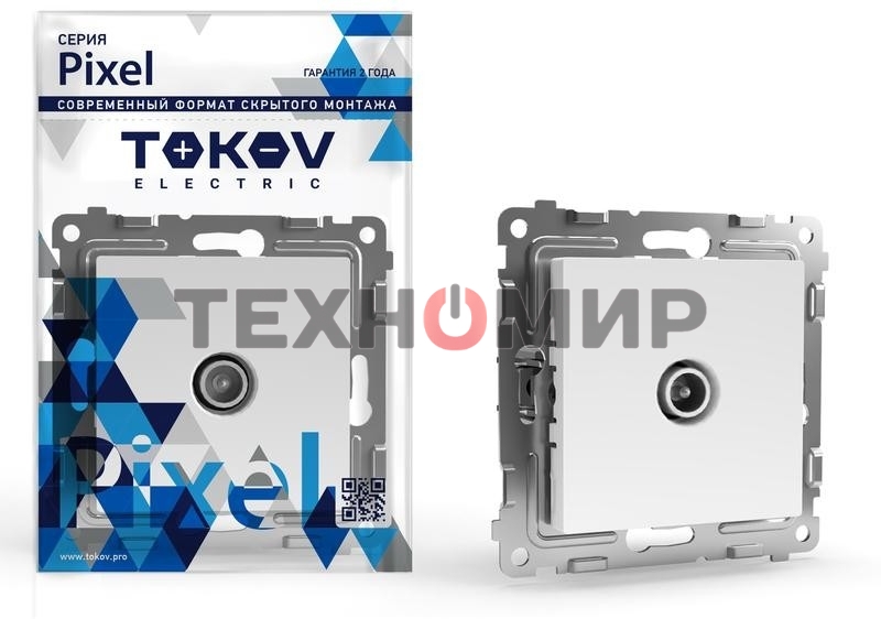Коннектор TV TOKOV ELECTRIC СП Pixel механизм белый
