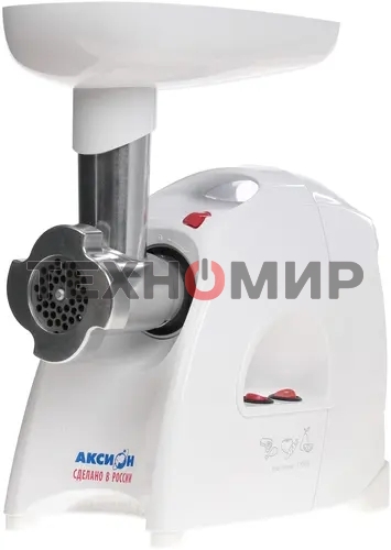 Мясорубка электрическая Аксион М41.04 белый, 1700 Вт, 2.0 кг/мин, реверс, защита от перегрузки, насадки - 4