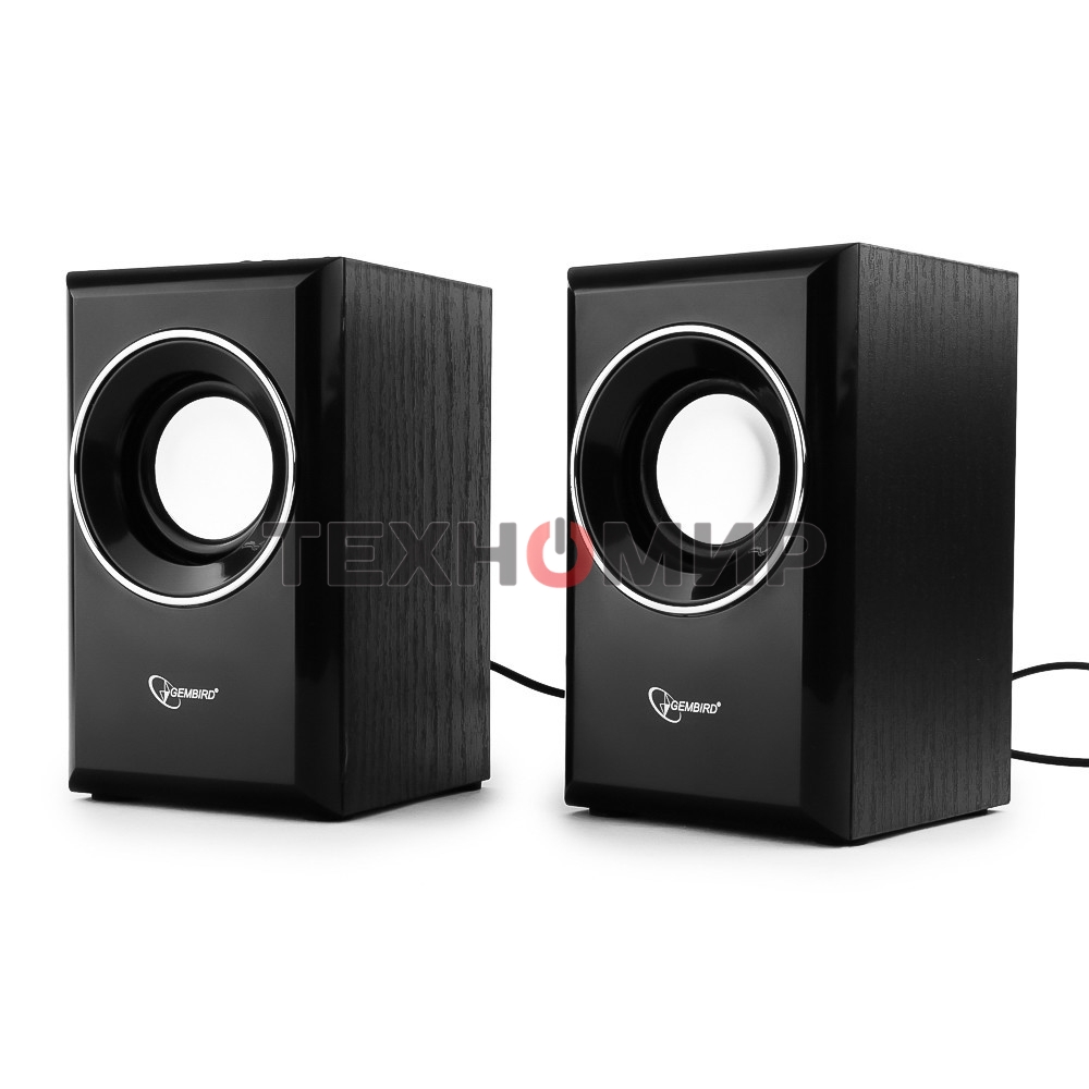 Акустическая система Gembird SPK-204, черный МДФ,2х3 Вт, регулятор громкости, USB