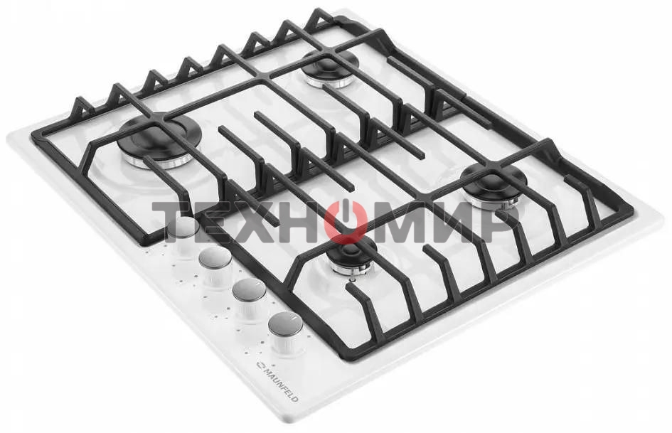 Газовая варочная панель Maunfeld EGHE.64.6CW/G, 4 конфорки, эмалированная сталь, белый