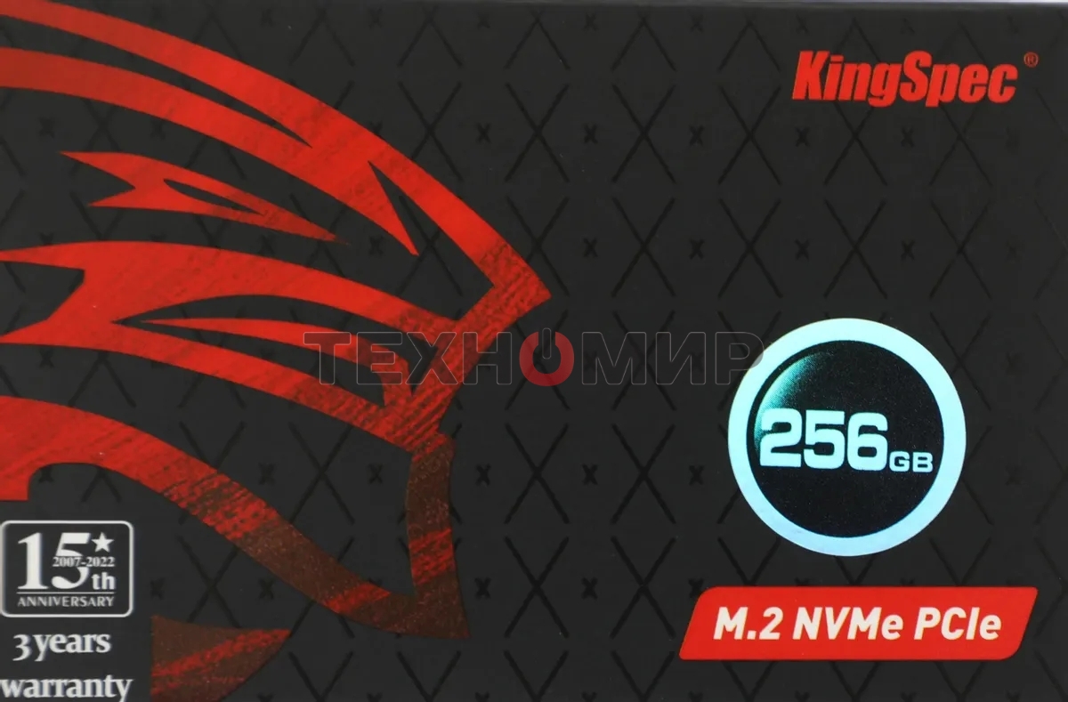 Накопитель SSD KingSpec NE-256, 256Gb, M.2 2280, PCIe 3.0 x4, NVMe, R/W 2000/1300