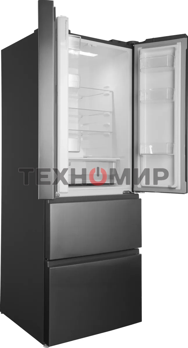 Холодильник Hyundai CM40043F нержавеющая сталь трехкамерный 224/113 л морозилка снизу, No Frost, Side by Side