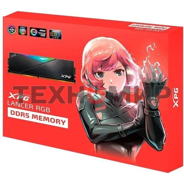 Оперативная память XPG Lancer, DDR5, 32Gb (2x16Gb), 6400MHz, CL32, DIMM, с радиаторами, RGB, черный