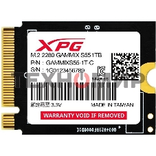 Накопитель SSD ADATA XPG GAMMIX S55, 1Tb, PCIe 4.0 x4, 2230, NVMe, R/W 5000/3700