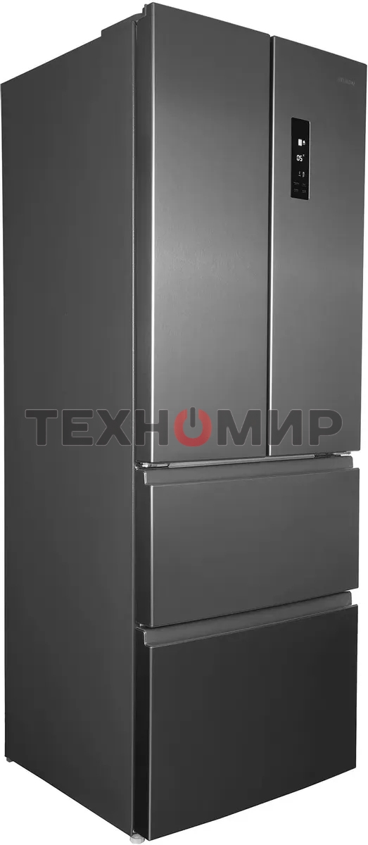 Холодильник Hyundai CM40043F нержавеющая сталь трехкамерный 224/113 л морозилка снизу, No Frost, Side by Side