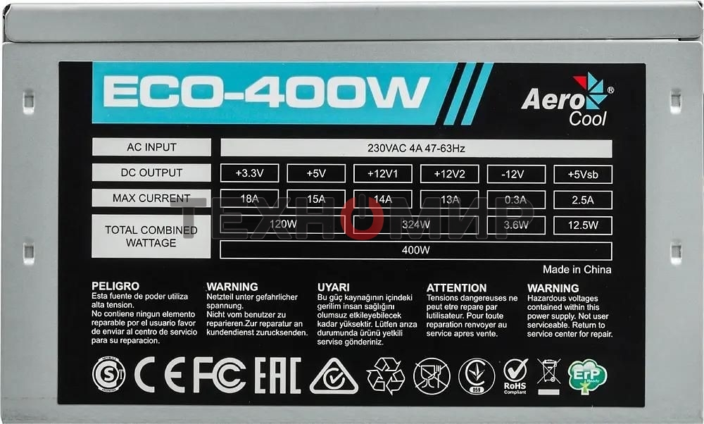 Блок питания Aerocool/Formula ECO-400W, 400Вт, 120мм, серый