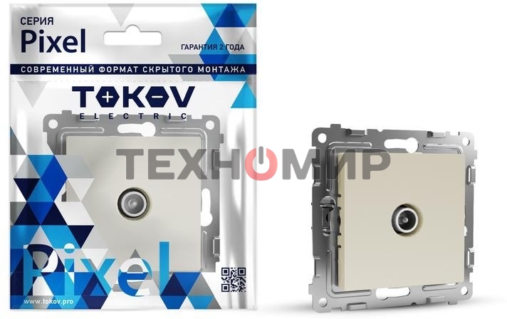 Коннектор TV TOKOV ELECTRIC СП Pixel механизм бежевый
