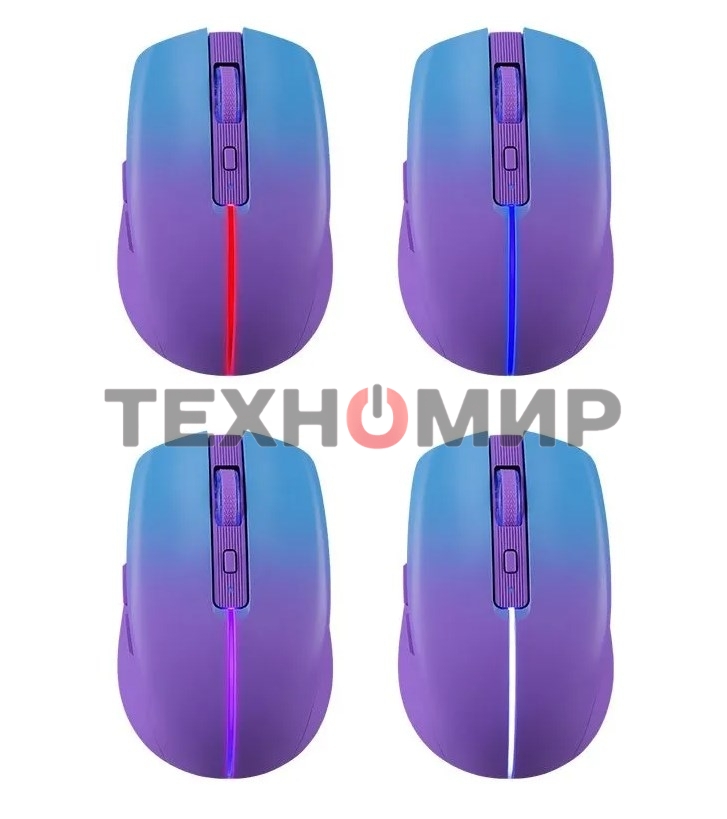 Мышь беспроводная Defender Mystery MM-301 фиолетовый, 1600 dpi, радиоканал, Bluetooth, USB, кнопки - 6