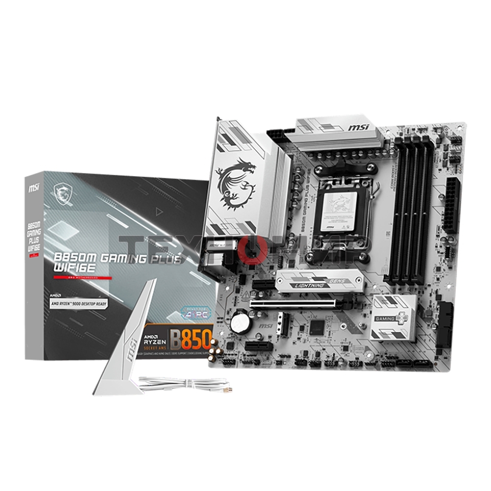 Материнская плата MSI B850M GAMING PLUS WIFI6E, AM5, AMD B850, 4xDDR5, 4xSATA, 2xM.2, 1xPCIe 4.0 x16, 2xPCIe x1, 1xDP, 1xHDMI, 1x2.5Gb LAN, Wi-Fi 6E, Bluetooth 5.3, 4xUSB-A 5Gbps, 3xUSB-A 10Gbps, 1xUSB-C 10Gbps, 3x3.5 мм, 7.1, mATX